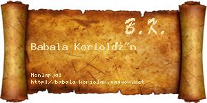 Babala Koriolán névjegykártya
